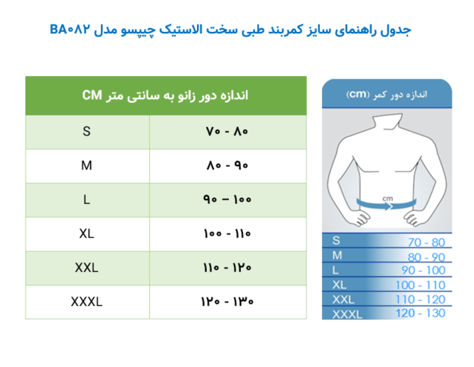 کمربند طبی سخت الاستیک چیپسو مدل BA082