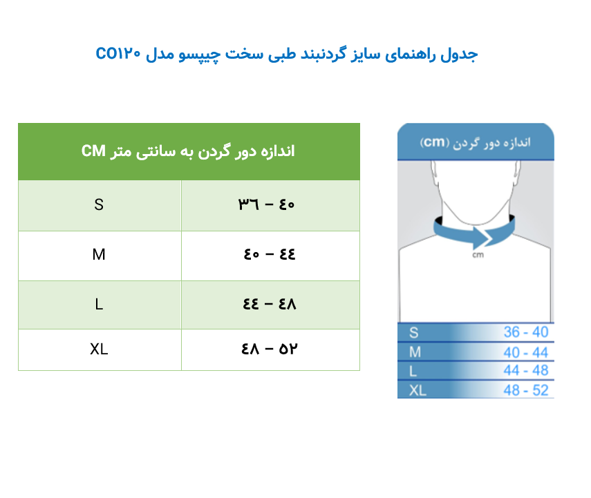 گردنبند طبی سخت طلقی  چیپسو  مدل CO120